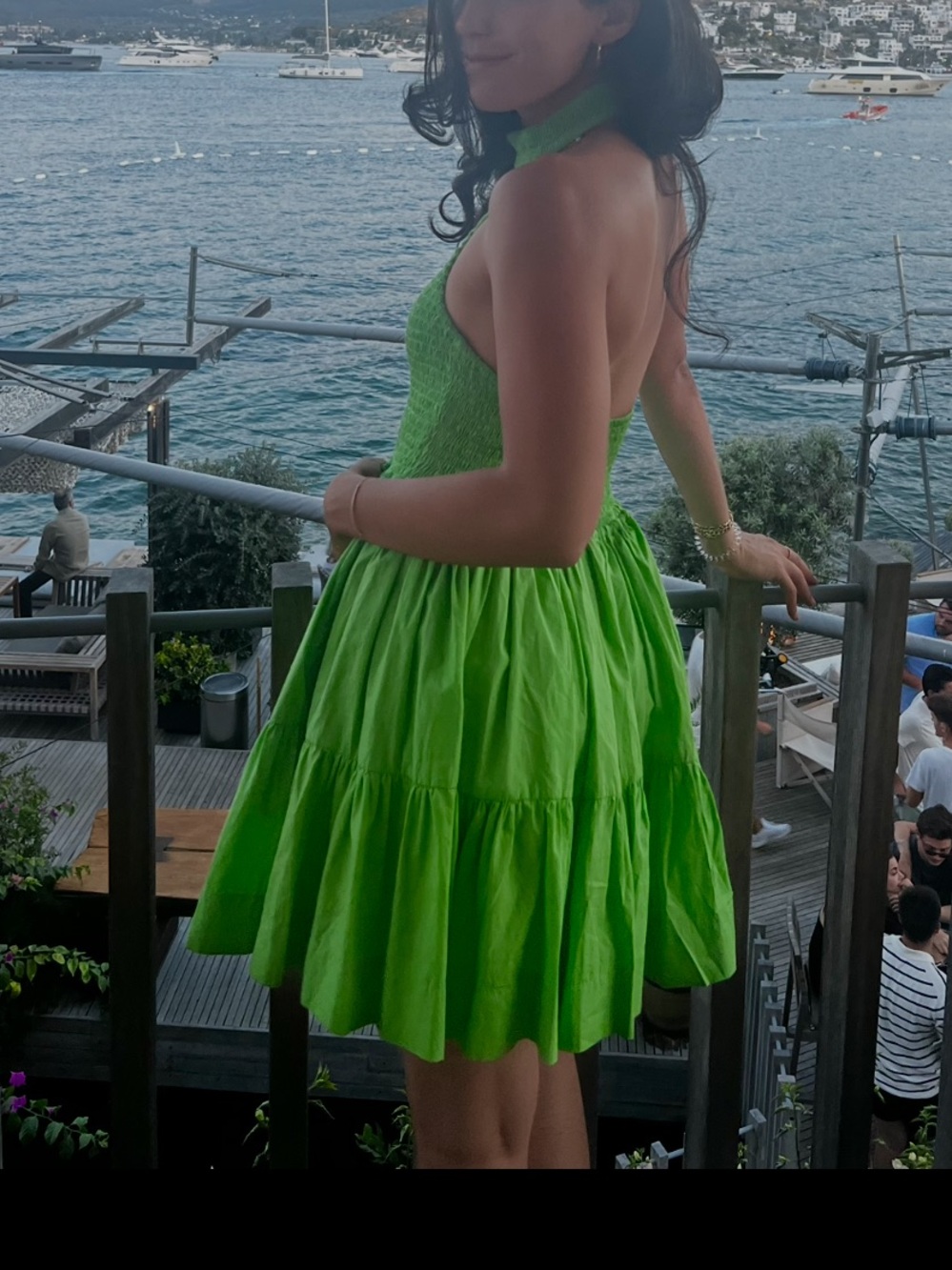 Bright Green Halter Mini Dress — Women Dresses Mini